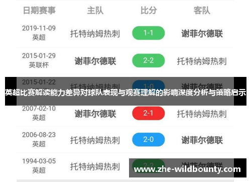 英超比赛解读能力差异对球队表现与观赛理解的影响深度分析与策略启示